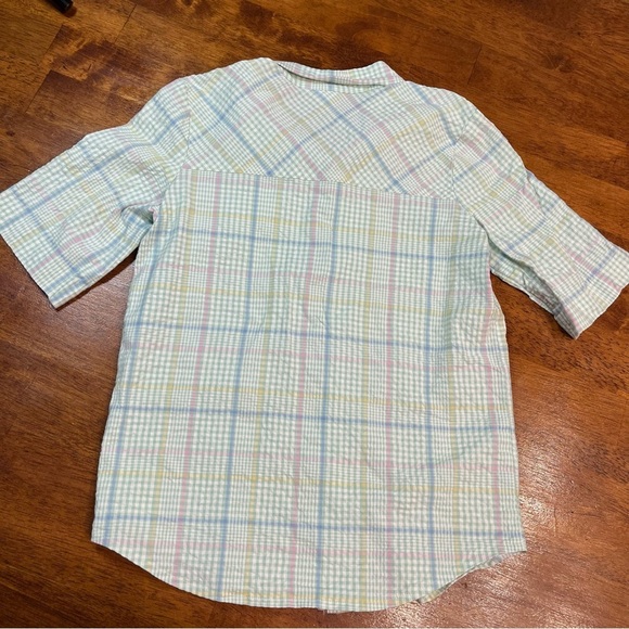 Hannah Kate boys pastel green button down 100% cotton shirt no size tag fits 10 - Picture 7 of 8